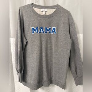 Ingrid & Isabel Gray Sweatshirt with Blue Embroidery